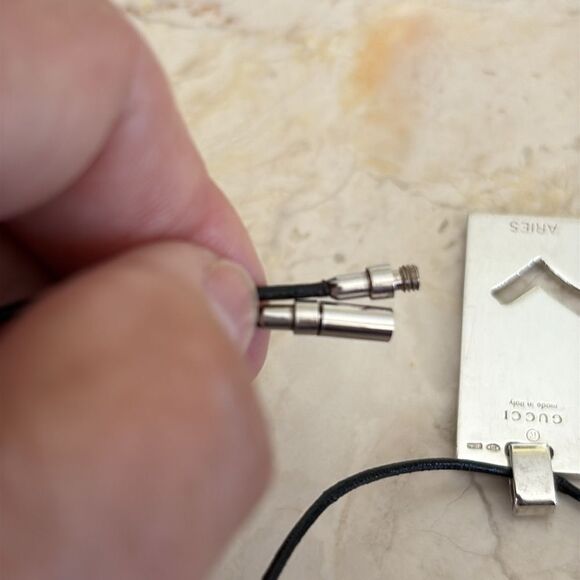 Gucci 925 Sterling Silver Aries Dog Tag Leather Cord Unisex Necklace - Picture 6 of 6